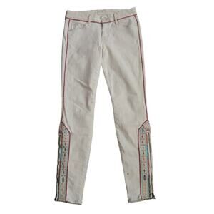 MOTHER Princess Looker Ankle zip embroidered jeans 26, New Without Tags